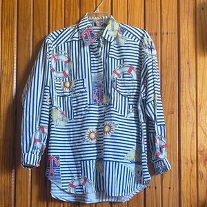 Striped Nautical Button-Up Shirt